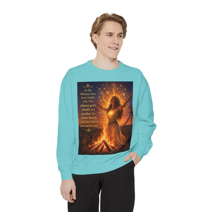 Bonfire Witch Sweatshirt — "As the Beltane fire burns bright" Pagan Festival Crewneck