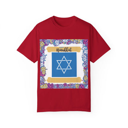 Happy Hanukkah Tee – Unisex Garment-Dyed Shirt for the Festival of Lights
