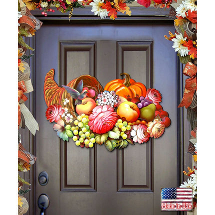 Floral Cornucopia Halloween Door Decor by G. DeBrekht - Thanksgiving Halloween Decor - 8158907H-0