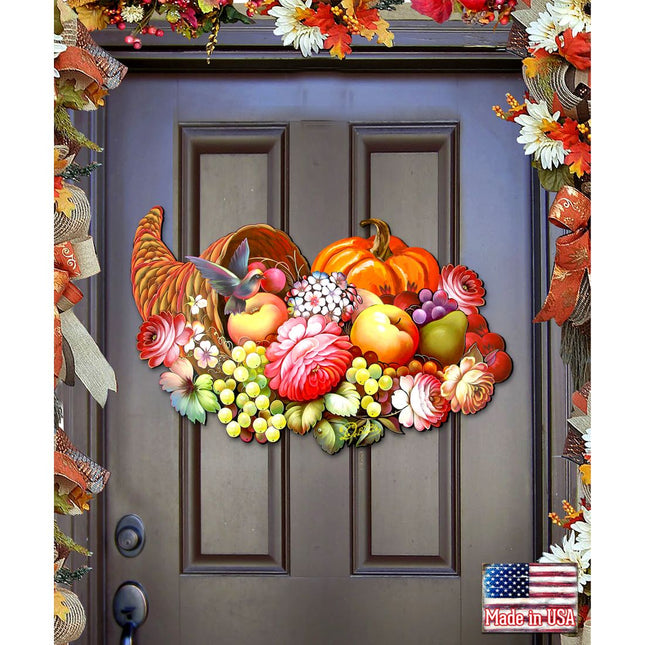 Floral Cornucopia Halloween Door Decor by G. DeBrekht - Thanksgiving Halloween Decor - 8158907H-0