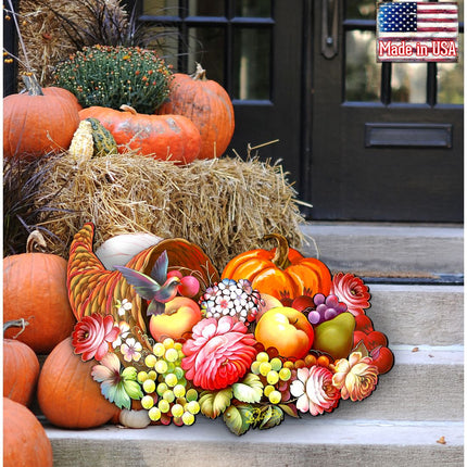 Floral Cornucopia Halloween Door Decor by G. DeBrekht - Thanksgiving Halloween Decor - 8158907H-1