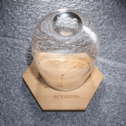 Set of 2 Zodiac Sign Wine Glasses with 2 Wooden Coasters by The Wine Savant - Astrology Drinking Glass Set with Etched Constellation Tumblers for Juice, Water Home Bar Horoscope Gifts 18oz (Scorpio)-3
