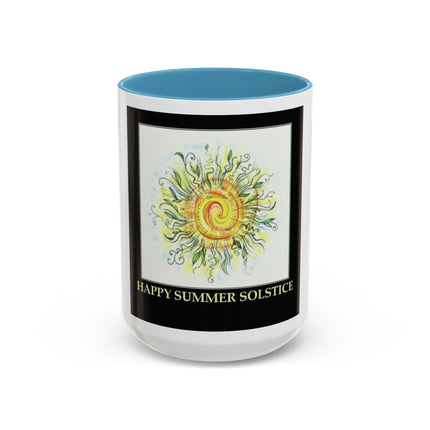 Happy Summer Solstice Coffee Mug — Sun Illustration Accent Mug (11/15oz)