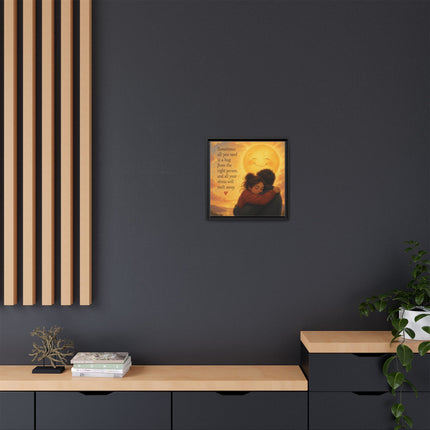 Sunshine Hug Framed Canvas — "Sometimes all you need is a hug" Wall Art