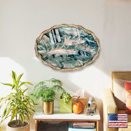 Catch the Rainbow Trout Wildlife Wall Art - J. Bergsma - Wildlife Holiday Decor - 8591674W-JB-1