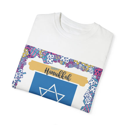 Happy Hanukkah Tee – Unisex Garment-Dyed Shirt for the Festival of Lights