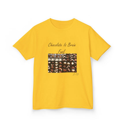 Kids Heavy Cotton™ Tee - "Chocolate Is Brain Fuel" - Fun Gifts for Young Chocolate Lovers