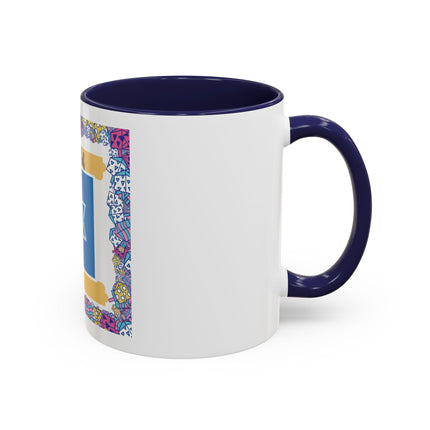 Hanukkah Star of David Accent Coffee Mug — Festive Dreidel Border 11/15oz