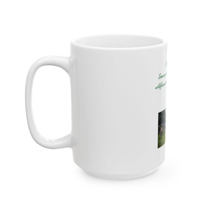 Flower Child Photo Ceramic Mug — "Flower Child" Quote, Festival Group Photo Coffee Cup (11oz, 15oz)