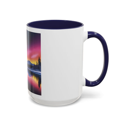Aurora Lake Accent Coffee Mug — Northern Lights Landscape 11/15oz