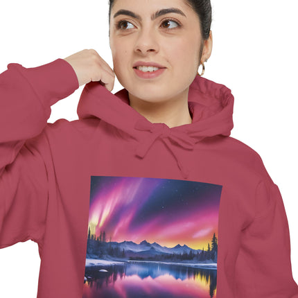 Aurora Mountain Hoodie — Northern Lights Scenic Pullover