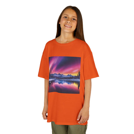 Kids Tee — Colorful Northern Lights Mountain Print