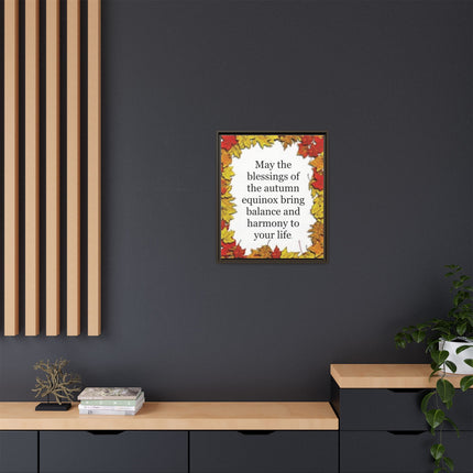Autumn Equinox Blessing Framed Canvas — Fall Leaves Wall Art