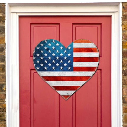 Patriotic Heart Decorative Holiday Door Decor by G. DeBrekht - American Christmas Decor - 8187130-2H-2