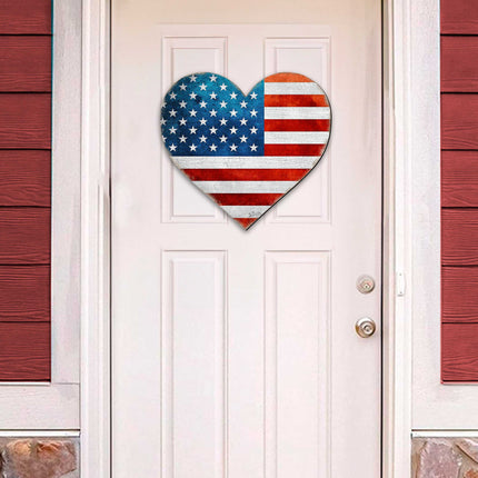 Patriotic Heart Decorative Holiday Door Decor by G. DeBrekht - American Christmas Decor - 8187130-2H-1