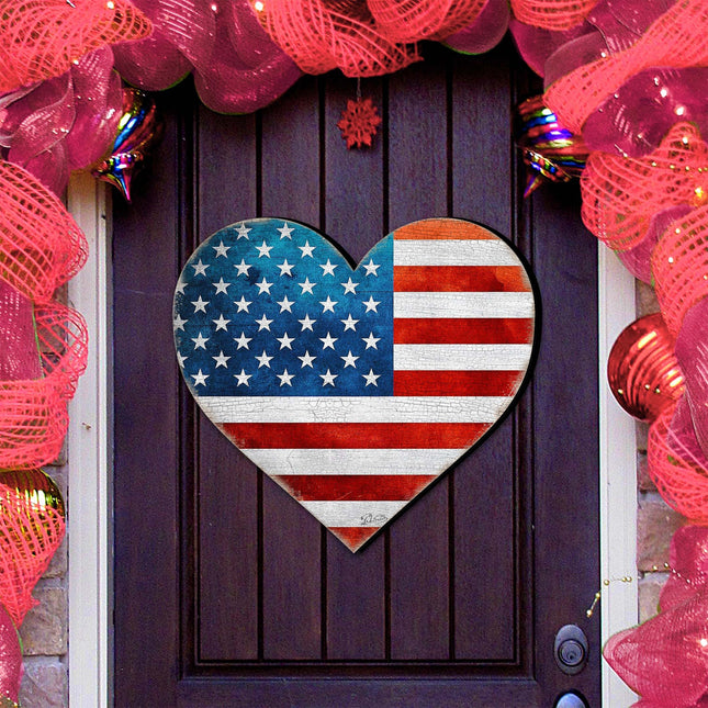 Patriotic Heart Decorative Holiday Door Decor by G. DeBrekht - American Christmas Decor - 8187130-2H-0