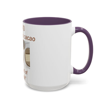 Cacao Accent Mug – “Food of the Gods”, 15oz Ceramic