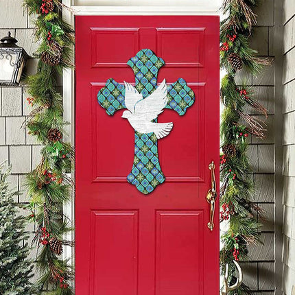 White Doves Cross Easter Door Decor by G. DeBrekht - Easter Spring Decor - 8191163-2H-2