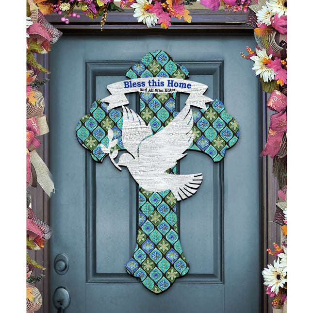 Blessings Cross Easter Door Decor by G. DeBrekht - Easter Spring Decor - 8191163H-0