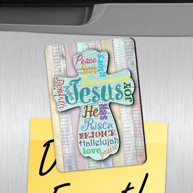 Jesus Cross Refrigerator Wooden Magnets Set of 3-0