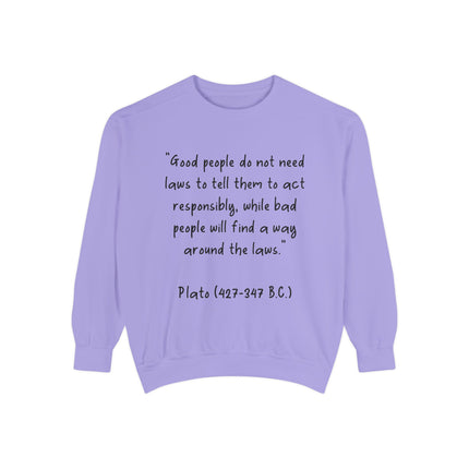 Plato Quote Sweatshirt – Unisex Garment-Dyed Cozy Wisdom Top