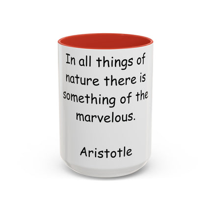 Aristotle Quote Accent Mug – 15oz Ceramic Cup on Nature & Wonder