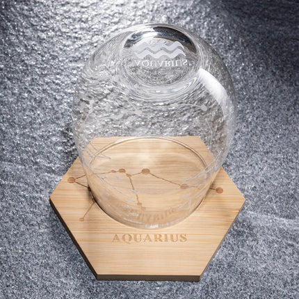 Set of 2 Zodiac Sign Wine Glasses with 2 Wooden Coasters by The Wine Savant - Astrology Drinking Glass Set with Etched Constellation Tumblers for Juice, Water Home Bar Horoscope Gifts 18oz (Aquarius)-3