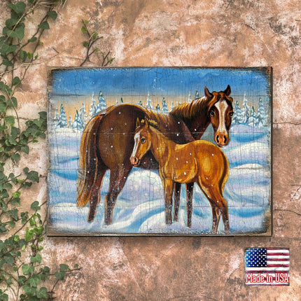 Horses Art Wooden Wall Art by Nature Wonders - Nature Wildlife Decor  - 95218B-1