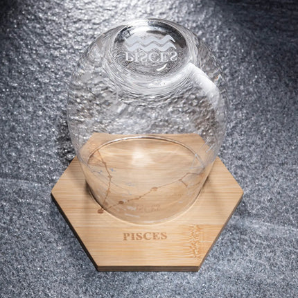 Set of 2 Zodiac Sign Wine Glasses with 2 Wooden Coasters by The Wine Savant - Astrology Drinking Glass Set with Etched Constellation Tumblers for Juice, Water Home Bar Horoscope Gifts 18oz (Pisces)-3