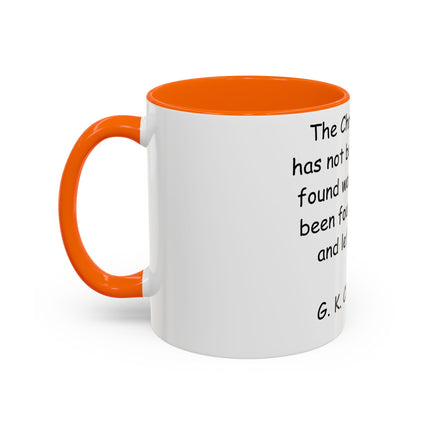 Inspirational Accent Coffee Mug – G.K. Chesterton Quote, 11oz