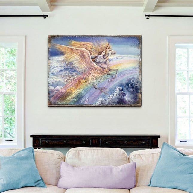Flight to Aquarius Fantasy Wooden Wall Art by Josephine Wall - Fantasy Decor - 852116-JW-0