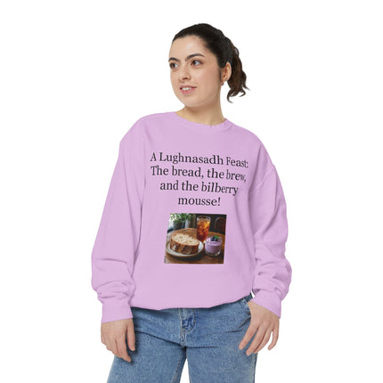 Lughnasadh Feast Sweatshirt — "The bread, the brew, and the bilberry mousse!"