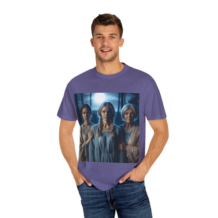 Mystical Sisterhood Tee – Garment-Dyed Shirt of Triple Goddess