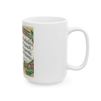 Holiday Blessings Ceramic Mug – "Blessed be your holiday" Celtic Heart Coffee Cup (11oz, 15oz)