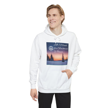Peaceful Christmas Hoodie – "All I Want for Christmas is Peace" Winter Tree Graphic