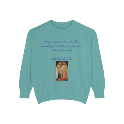 Saint Kolbe Marian Sweatshirt – Unisex Garment-Dyed Faith Wear