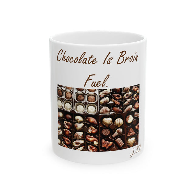 Chocolate Is Brain Fuel Ceramic Mug – 11oz – Hot Cocoa Gift