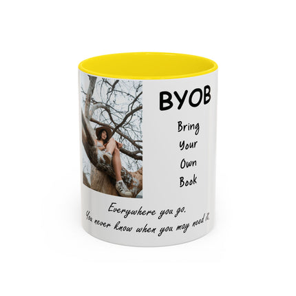 BYOB Accent Mug – “Bring Your Own Book” – 11oz Ceramic for Book Lovers