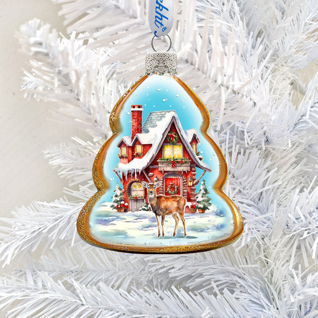 Red Christmas Cottage Mercury Glass Ornaments by G. Debrekht - Christmas Decor - 776034-0