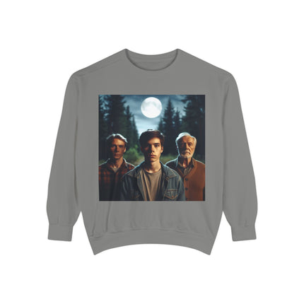 Unisex Garment-Dyed Sweatshirt - Vintage Forest Vibes Graphic
