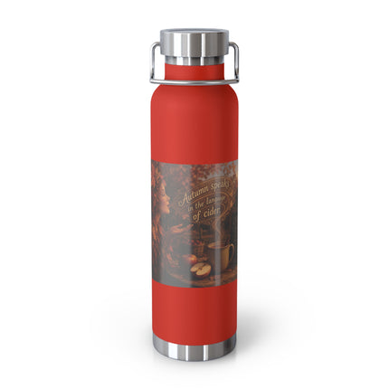 22oz Copper Vacuum Bottle — Autumn Leaves Cider Design