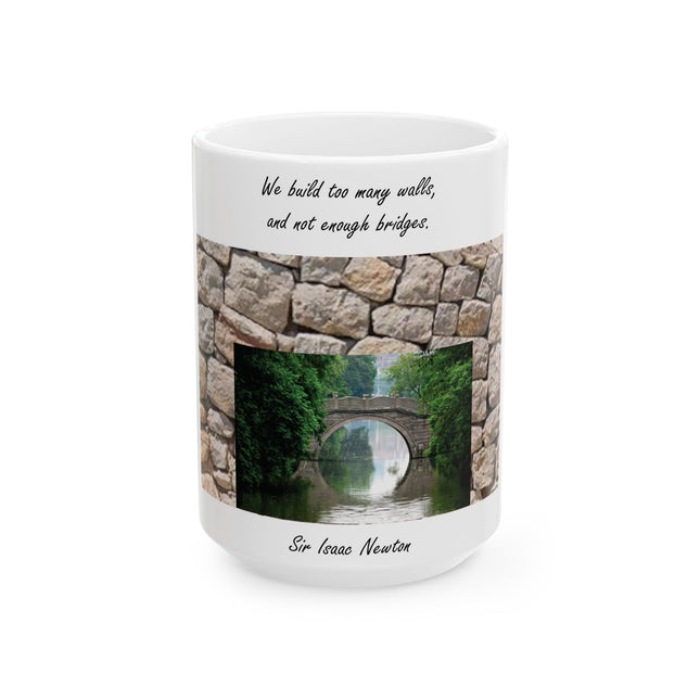 Newton Quote Mug – 15oz Ceramic Cup with “Too Many Walls” Message