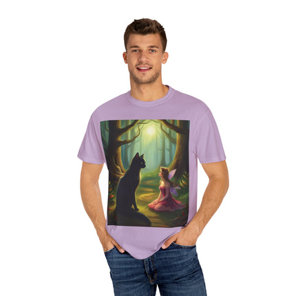 Whimsical Fairy & Cat Tee – Nature-Inspired Unisex Graphic Shirt