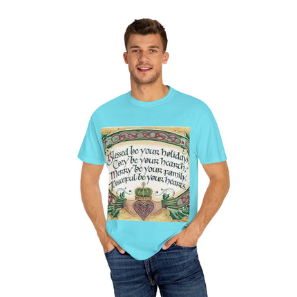 Blessed Be Your Holiday Tee – Celtic-Inspired Unisex Garment-Dyed