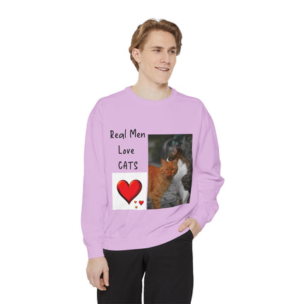 Real Men Love Cats Sweatshirt – Cozy Unisex Garment-Dyed Pullover
