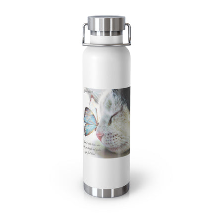 Inspirational Cat & Butterfly Insulated Bottle - 22oz Vacuum Flask
