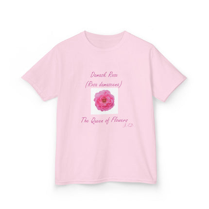 Kids Heavy Cotton Tee – Damask Rose Floral Design