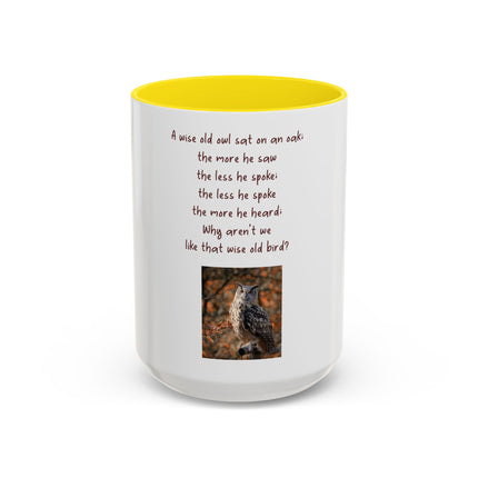 Owl Poem Accent Coffee Mug – Rustic Wildlife Quote Mug (11/15oz)