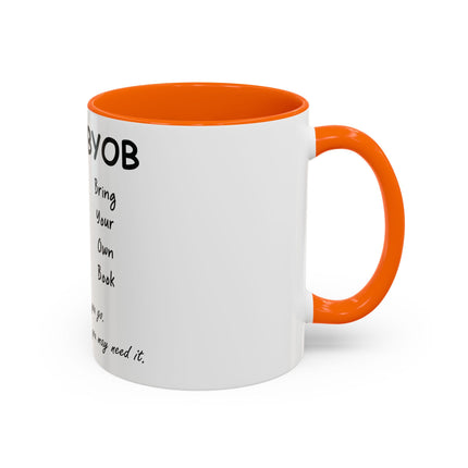 BYOB Accent Mug – “Bring Your Own Book” – 11oz Ceramic for Book Lovers