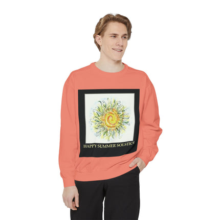 Happy Summer Solstice Unisex Sweatshirt - Cozy Garment-Dyed Apparel for Seasonal Celebrations